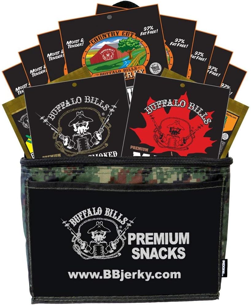 Buffalo Bills 12-Piece Beef Jerky Sampler Camo 6-Pack Gift Cooler (12 assorted 1.5oz jerky packs)