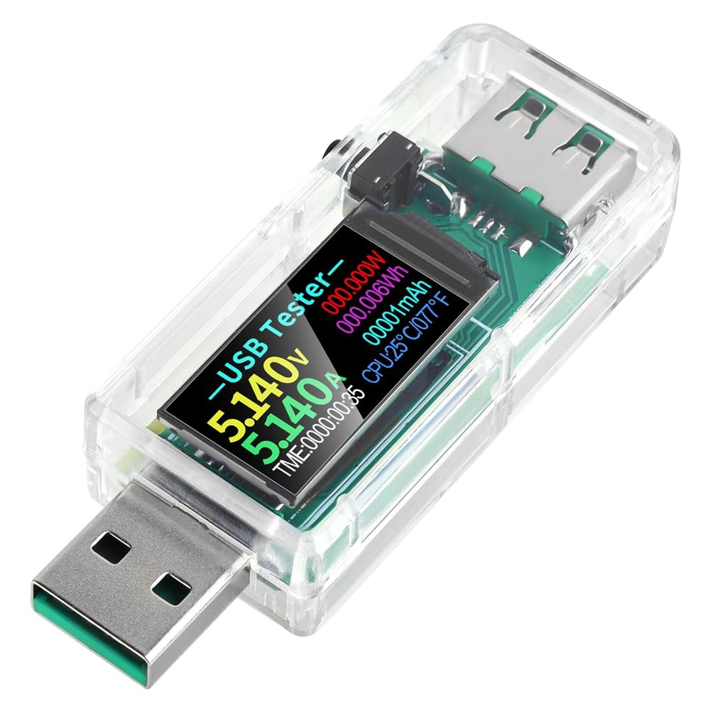Littimoon USB Tester USB Power Meter, USB Multimeter 3.3-30V 0-5A Voltage Current Capacity Amp Volt Voltmeter Ammeter Detector