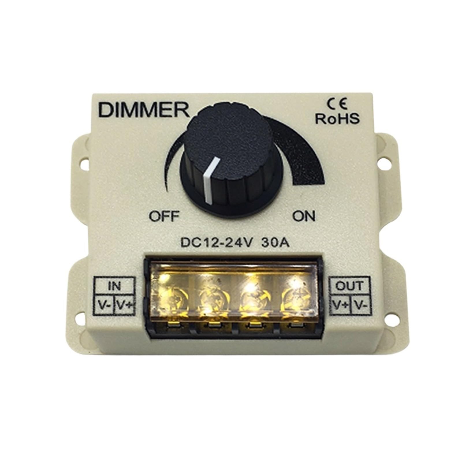 LED-Dimmer DC 12V 24V 30A 360W Einstellbare Helligkeit Lichtstreifen-Treiber Monochrome Lichtleistungsregler 5050 3528(B Series Black)