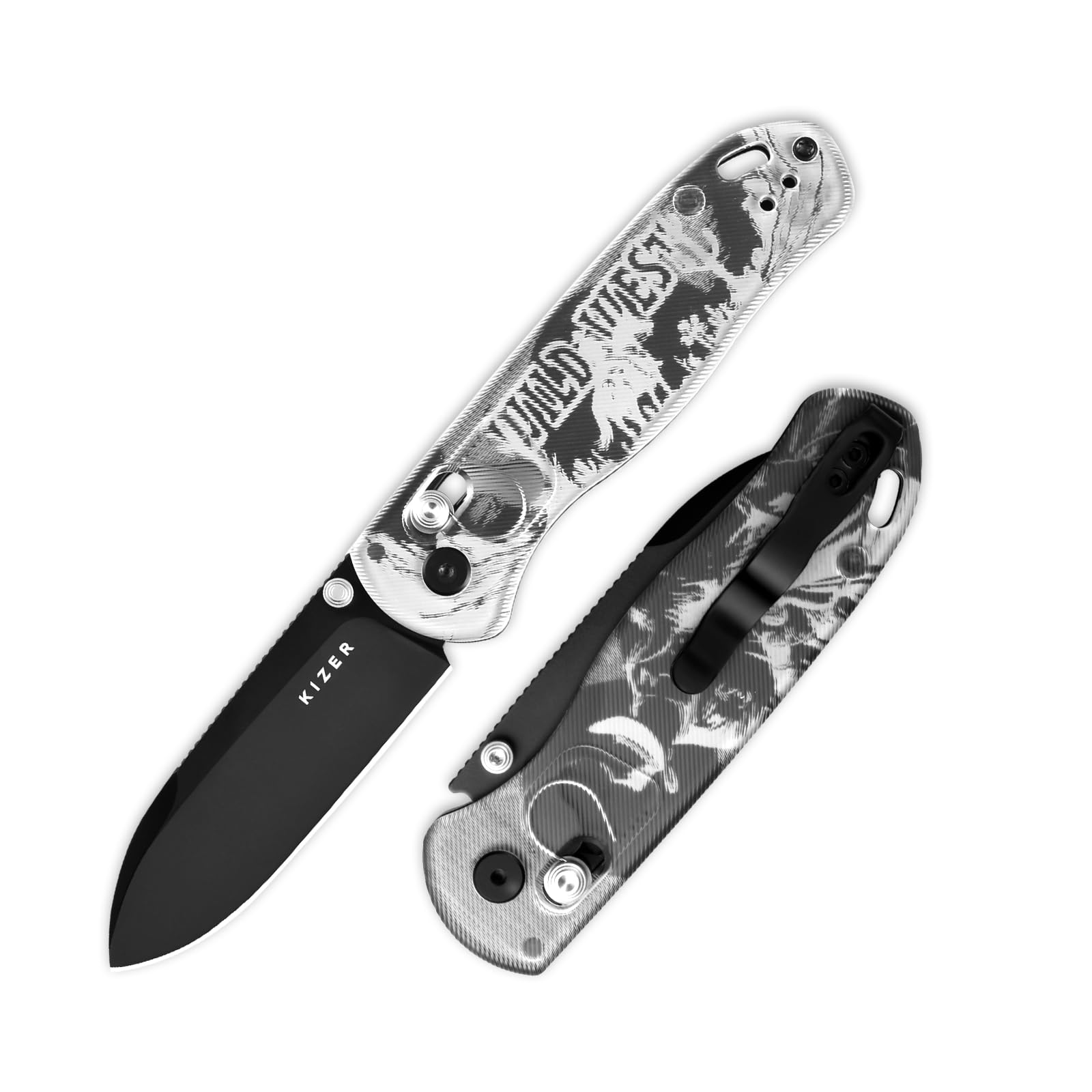Kizer Drop Bear EDC Pocket Knife, 2.97” Nitro-V Blade Acrylic Handle Folding Knife with Thumb Stud Opener, Clutch Lock EDC Knives for Hunting Camping