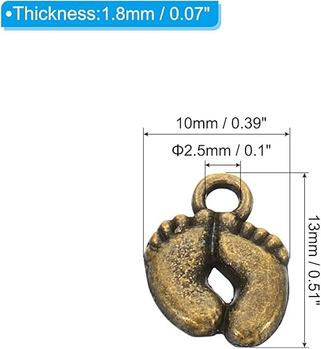 Miniatura 6 de PATIKIL 100 piezas de dije de huellas, mini dije de huella, dije de metal vintage a granel, lindo bricolaje para hacer joyas, pulseras y aretes