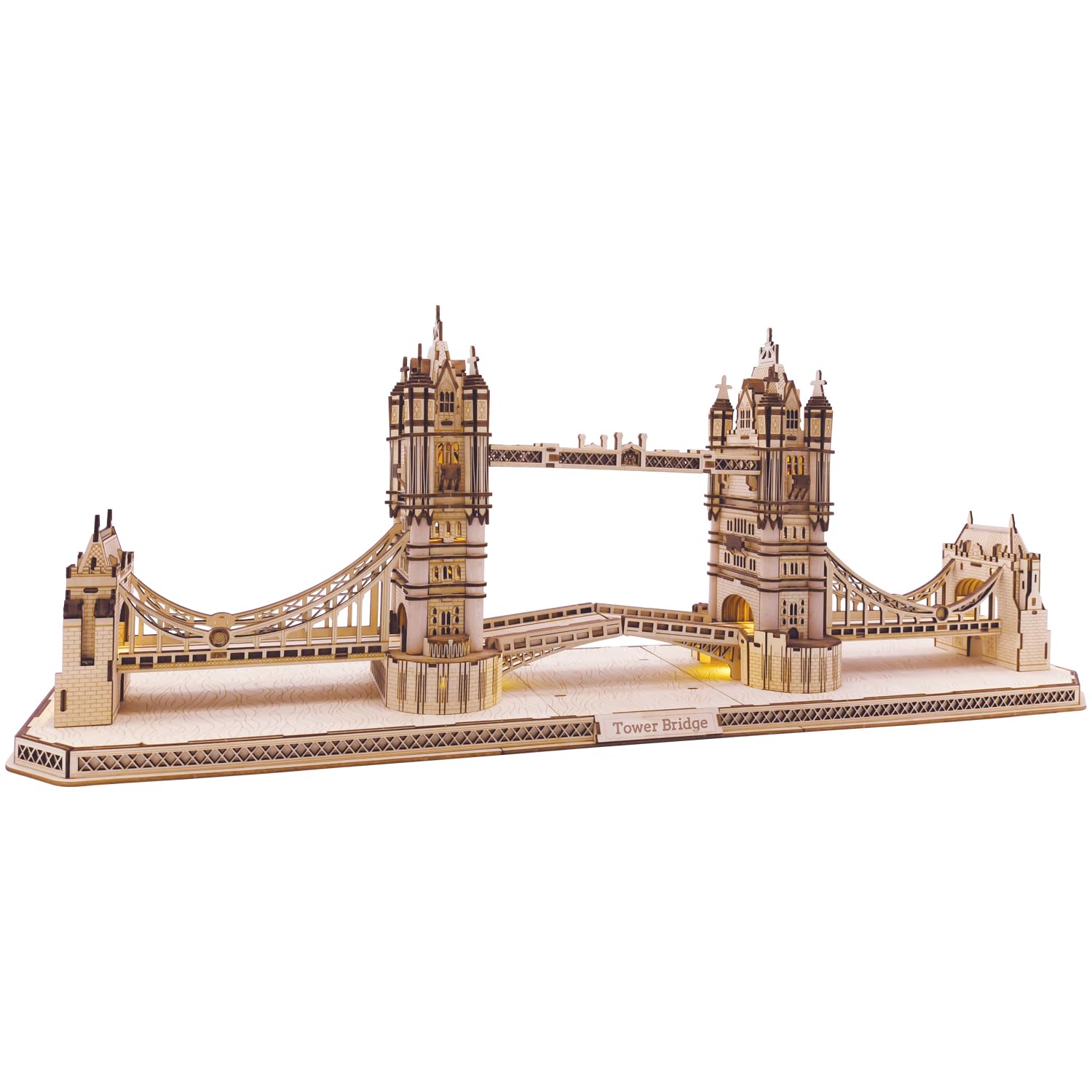 Leopmase 3D Wooden Puzzles for Adults, 3D Puzzle London Tower Bridge Model Kit for Adults, Led Light DIY Games Gift on Birthday Christmas, Building 3D