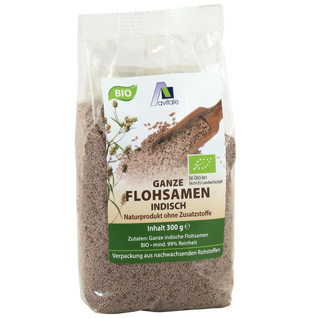 Avitale Ganze Flohsamen aus Indien – 99% Reinheit, 300 g