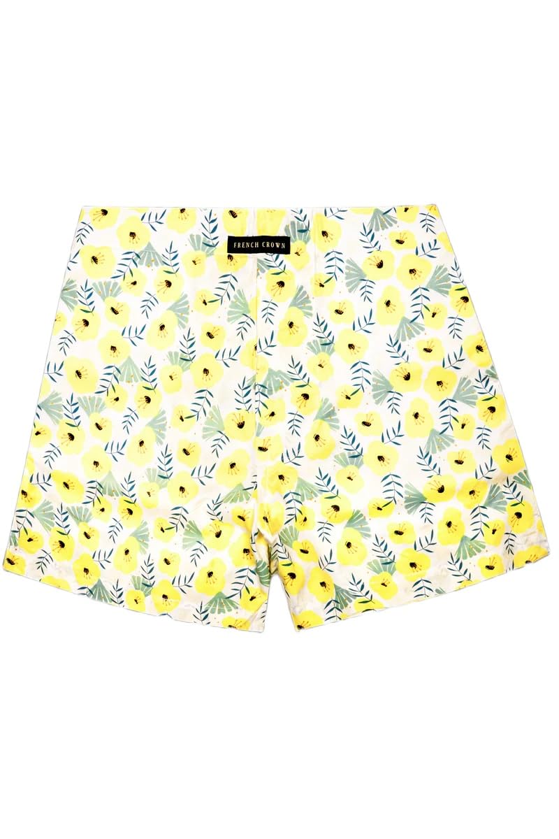 Bright White and Manilla Yellow Printed Premium Giza Cotton Boxer-image-17
