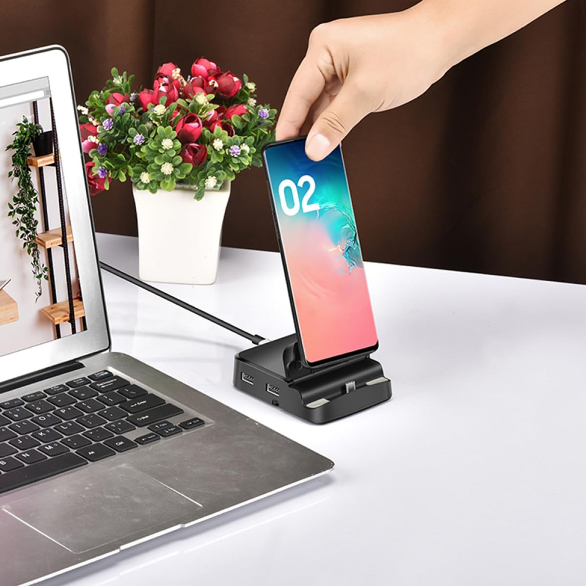 Homoyoyo Adaptador de Concentrador USB-c Soporte para Teléfono, Expansor de Puertos USB, Diseño Compacto para Viaje y Oficina