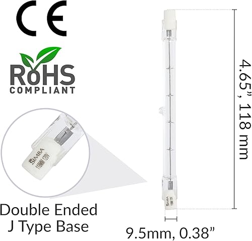 Miniatura 2 de Simba Lighting Bombilla halógena R7S de 4.646 in T3 300 W regulable 4000lm (paquete de 5) Tipo J Lineal de doble extremo Ángulo de haz de 360 120V