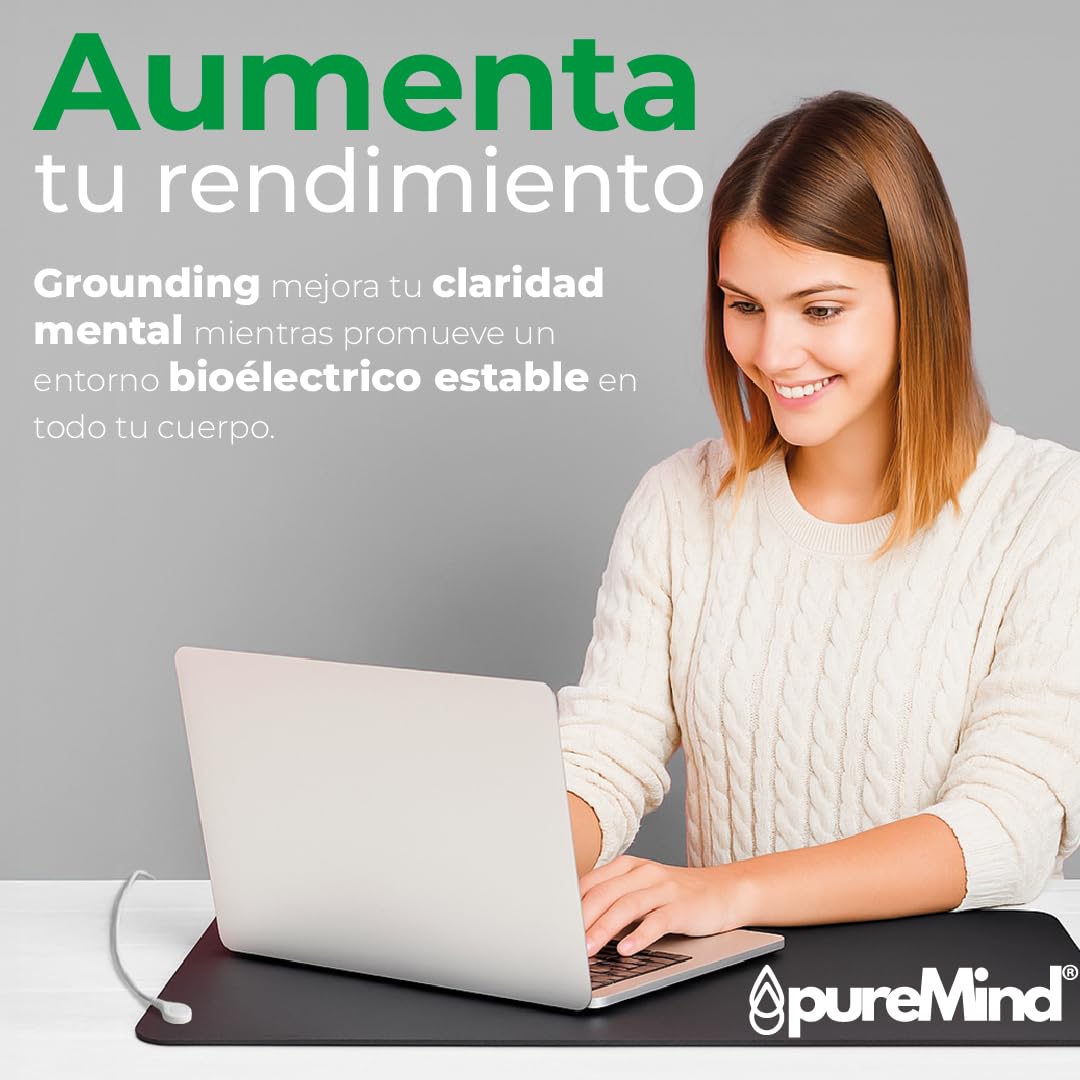 Alfombrilla Grounding 60x40 cm – Earthing Mat para Conexión a Tierra - Grounding Mat para Escritorio o Suelo - Alfombra Grounding Antiestrés + Descanso y Bienestar | Puremind