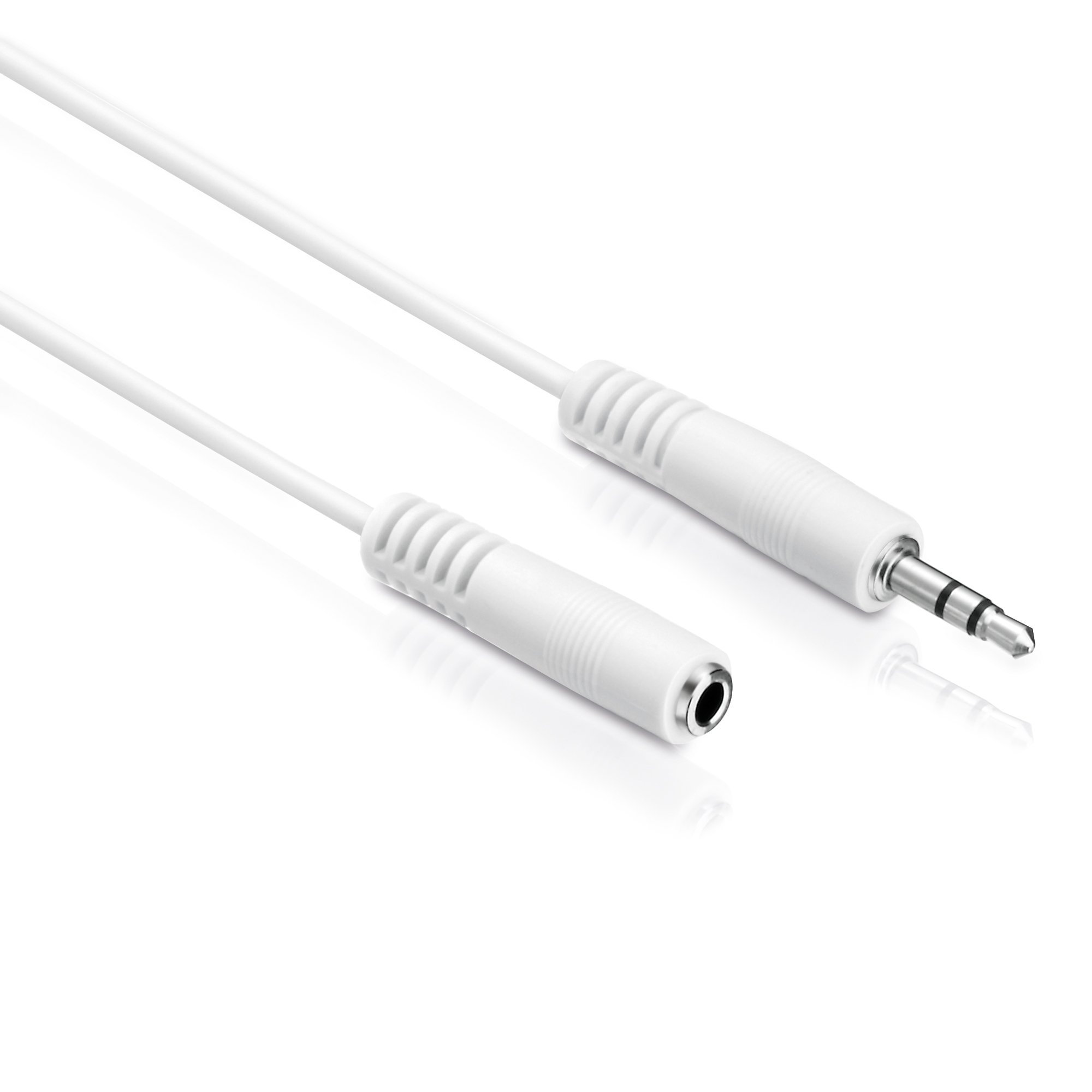 HDSupply AC016-100 przedłużacz audio stereo 3,5 mm męski na żeński 3,5 mm ultra cienki design, 10 m, biały