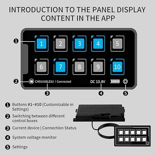 Miniatura 2 de para aplicación de 10p Control Yctze 10P Panel de control de membrana Bluetooth APP Control con módulo de retroiluminación LED táctil PPTC integrado