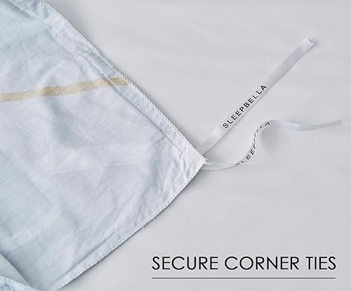 Miniatura 7 de SLEEPBELLA Funda de edredón geométrica moderna, tamaño Queen, diseño de líneas geométricas abstractas amarillas y azules, para decoración de