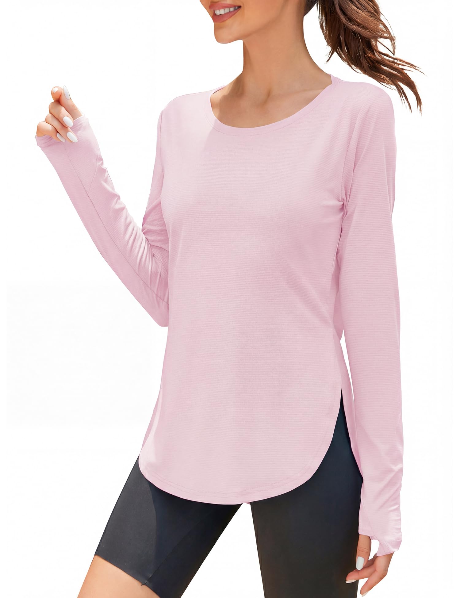 Rapbin UV Shirt Damen Langarm Sportshirt Damen UPF 50+ Leichtes Atmungsaktiv Funktionsshirt Sport Oberteile Damen Rundhals Fitness Activewear with Daumenloch