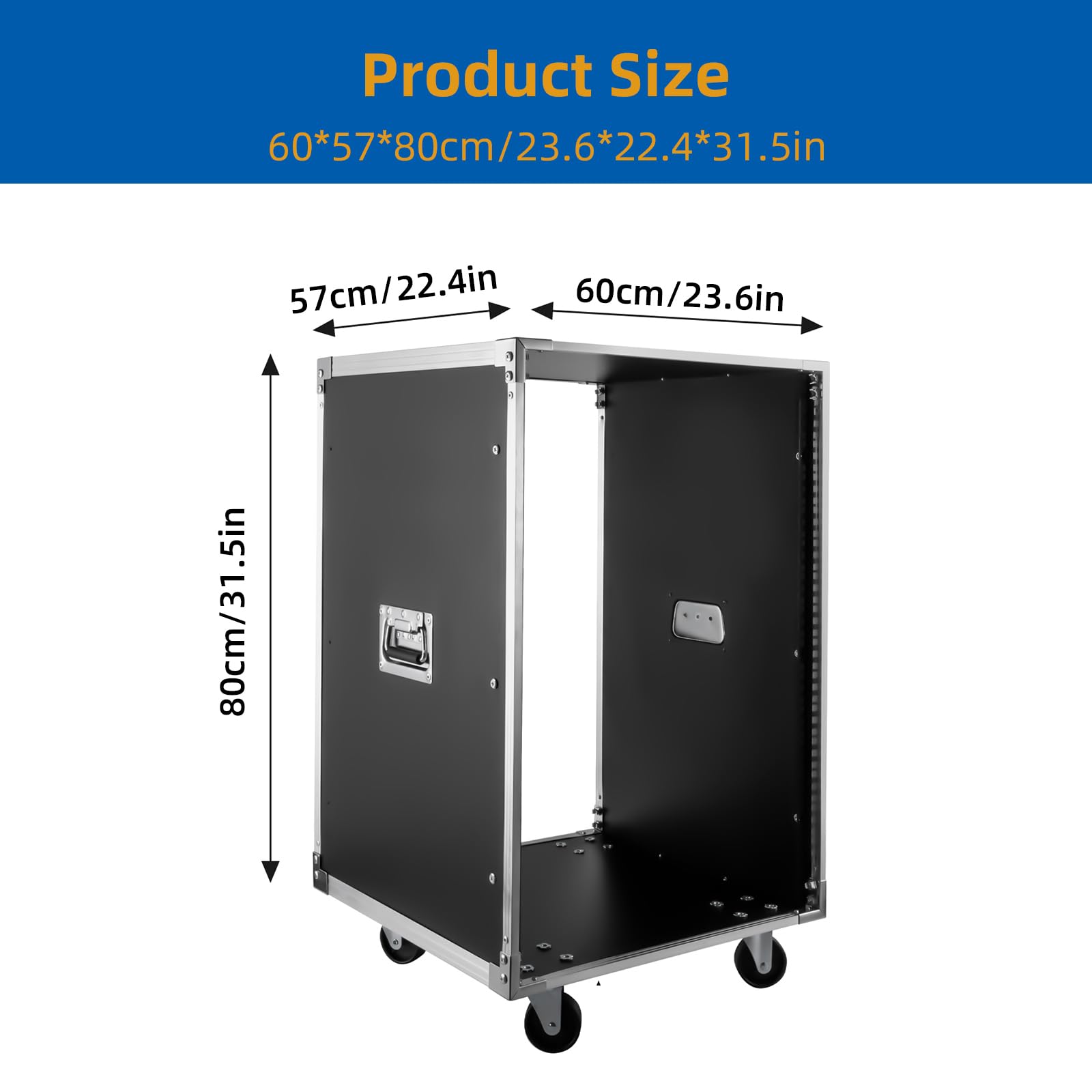 Hteedy Portable Rolling Network Rack, 19 Inch 16U 4 Post Server Rack Open Frame Rolling Network Data Rack w/Casters, Metal Studio Rack Cabinet for Audio Video, Telecom, Equipment