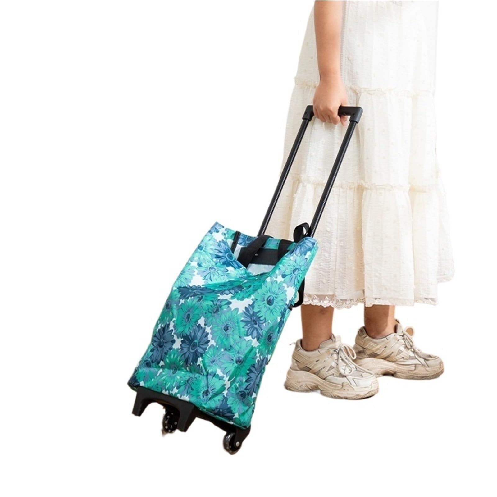Foldable Shopping Bag with Wheels Household Grocery Shopping Cart, Portable Foldable Trailer, Supermarket Bag(Color3)