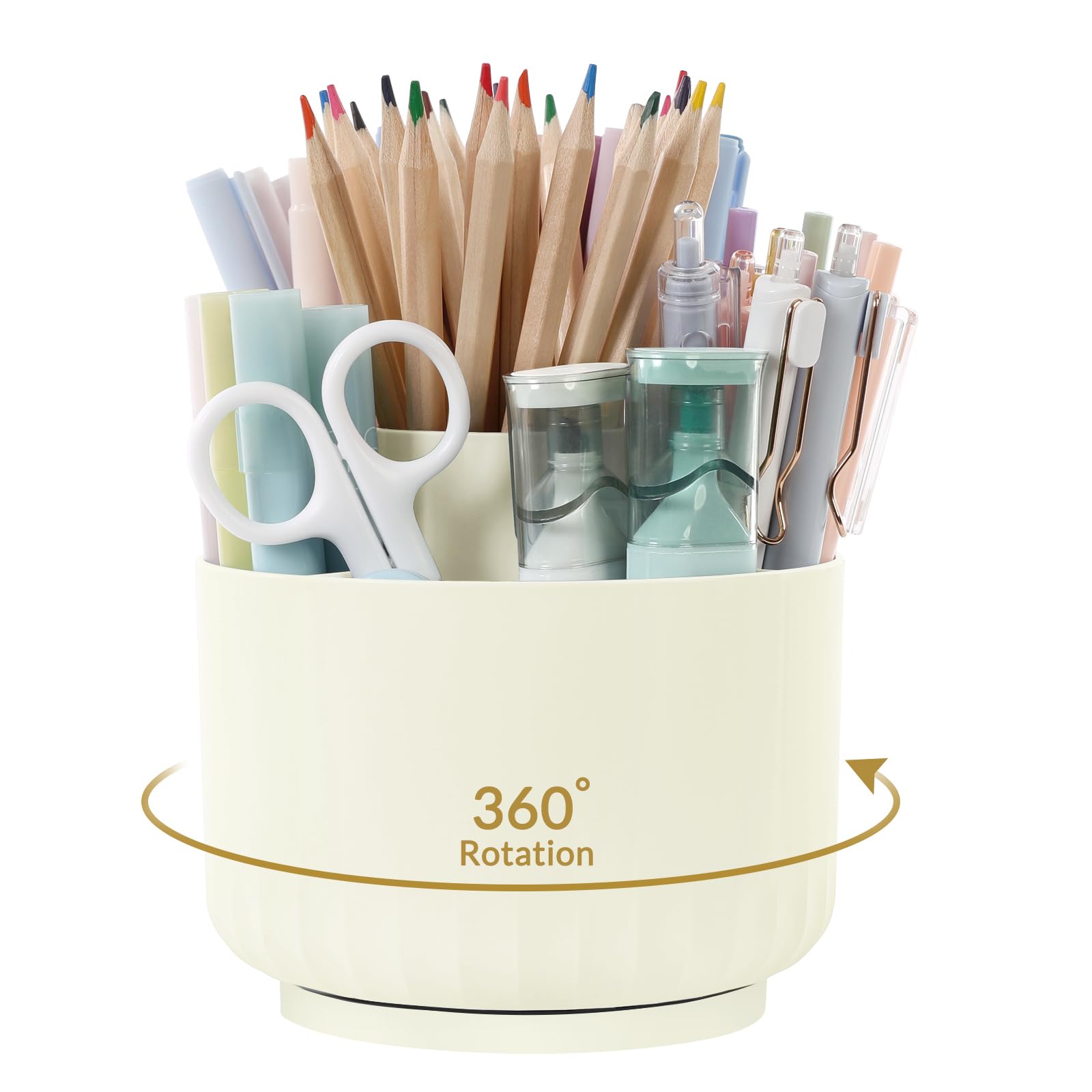SKYDUE 360 Degree Rotating Desk Organizer, Small Dual-Purpose Pencil Pen Holder for Desk, Rotating Pencil Cup with 5 Slots, Office Supplies, Desk Decor for Office, School, Home