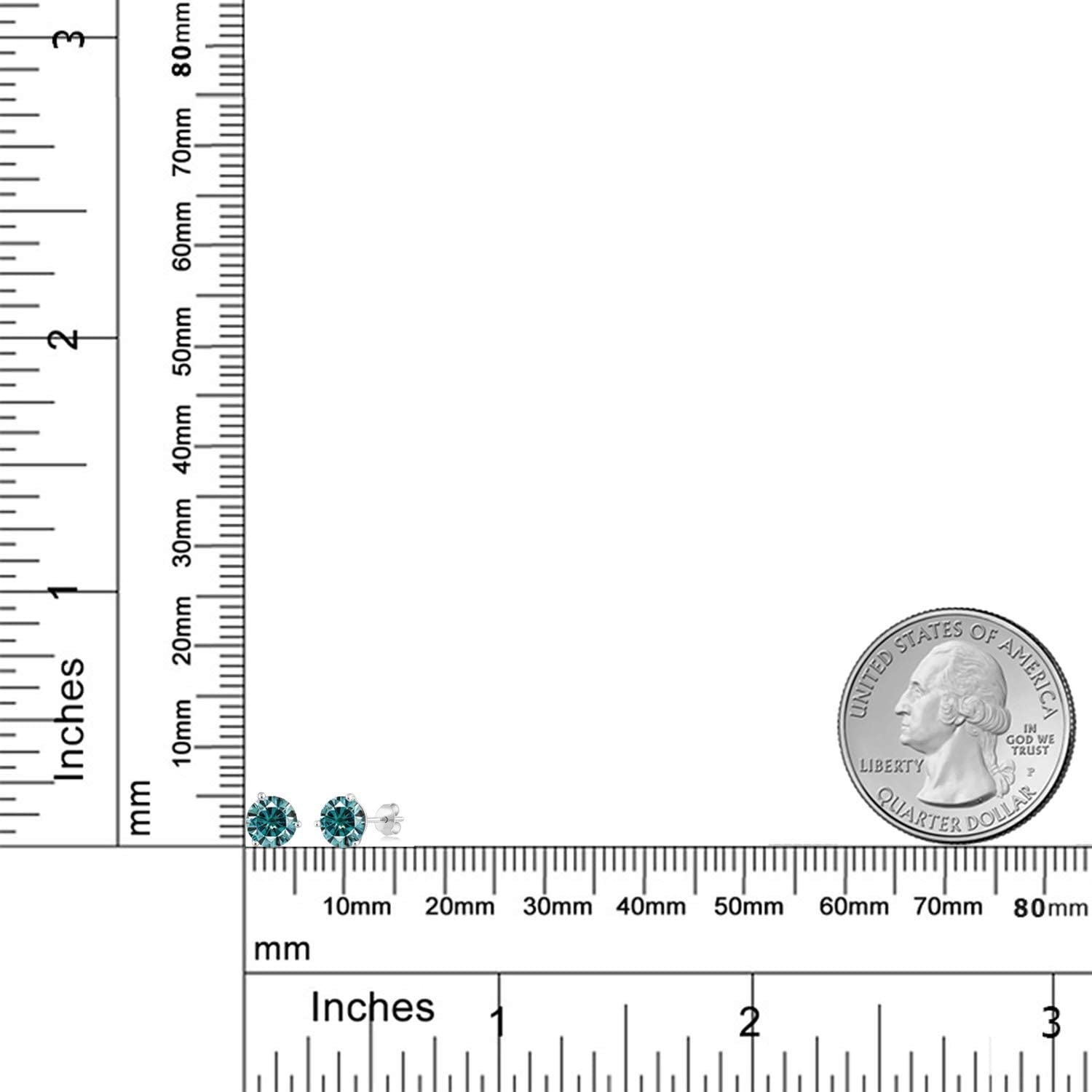 Gem Stone King 18K White Gold Gemstone Birthstone 3-Prong Stud Earrings For Women Men | Round 5MM | Fine Jewelry Gifts for Her Him Mom Dad Wife Husband - Image 4