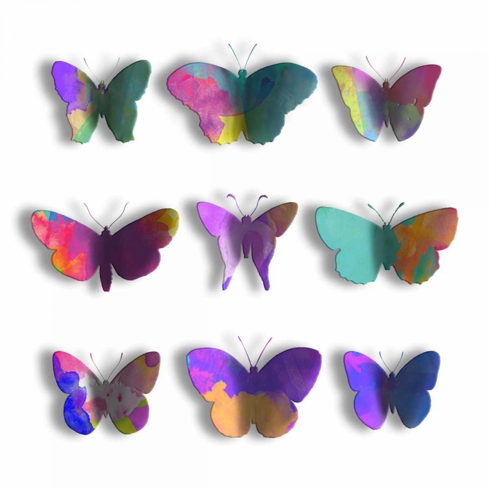 Posterazzi PDXJGSQ689BLARGE - Impresión fotográfica de mariposa en acuarela, 61 x 61 cm, multicolor