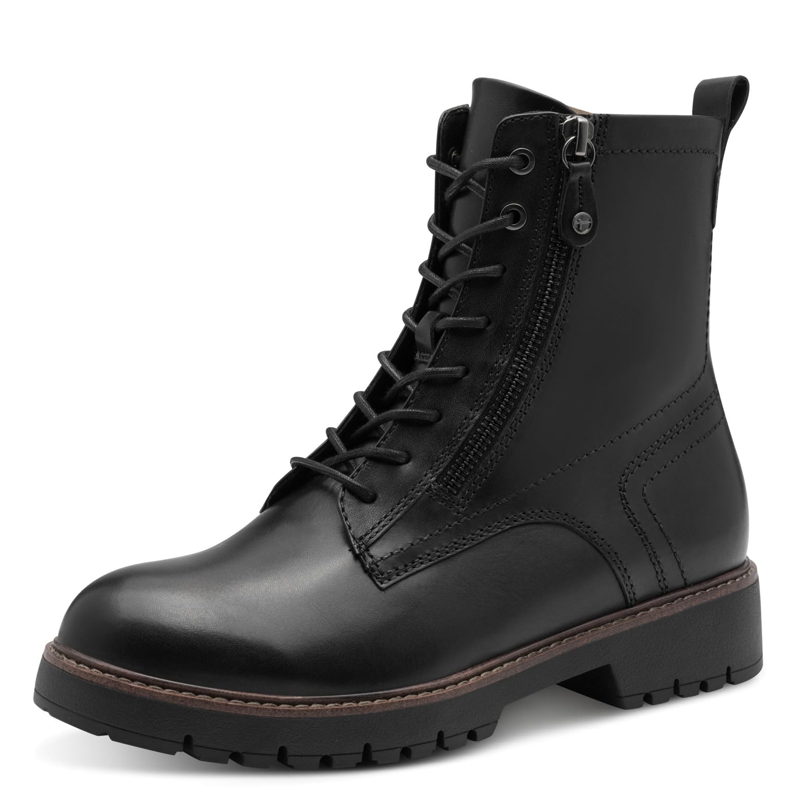 Tamaris Women's Damen Lace Boot Flat 1-25207-45 Ankle, Black (Black Leather), 3.5 UK