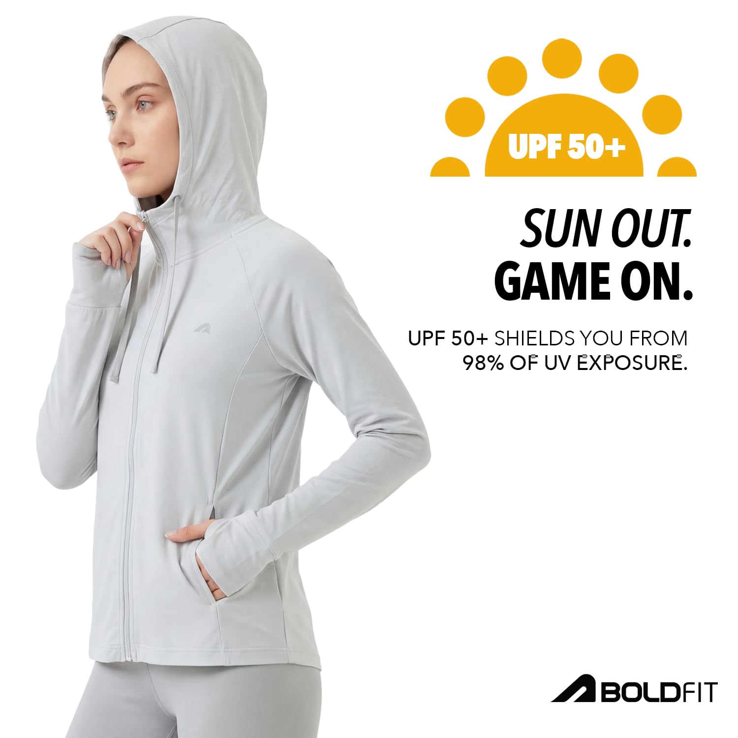 Boldfit Sunscreen Jacket For Women Upf 50+ UV Protection Jacket For Woman For Sun Protection Jackets Stylish Full Sleeve All Weather Wear Jackets - Grey XL 1