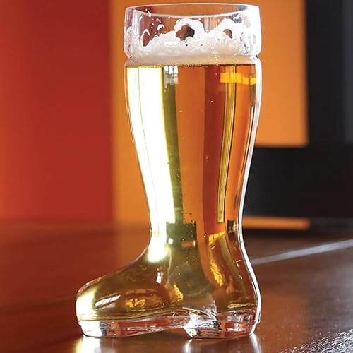 Miniatura 3 de Chefcaptain Juego de 2 tazas de cerveza de vidrio enormes de 1 litro, transparentes, 1 litro