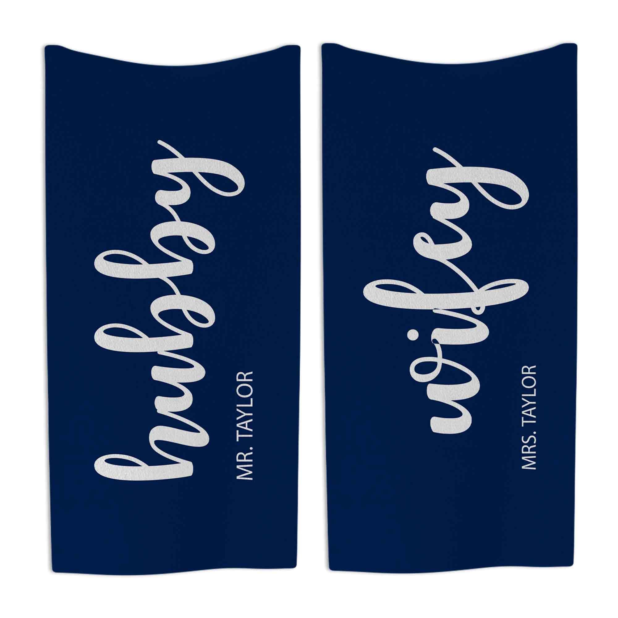 Print Maniacs Personalised Honeymoon Beach Towel Hubby and Wifey Custom Name Microfibre Towel Large Quick Dry Lightweight Travel Towel Holiday Pool Gym Spa Gift