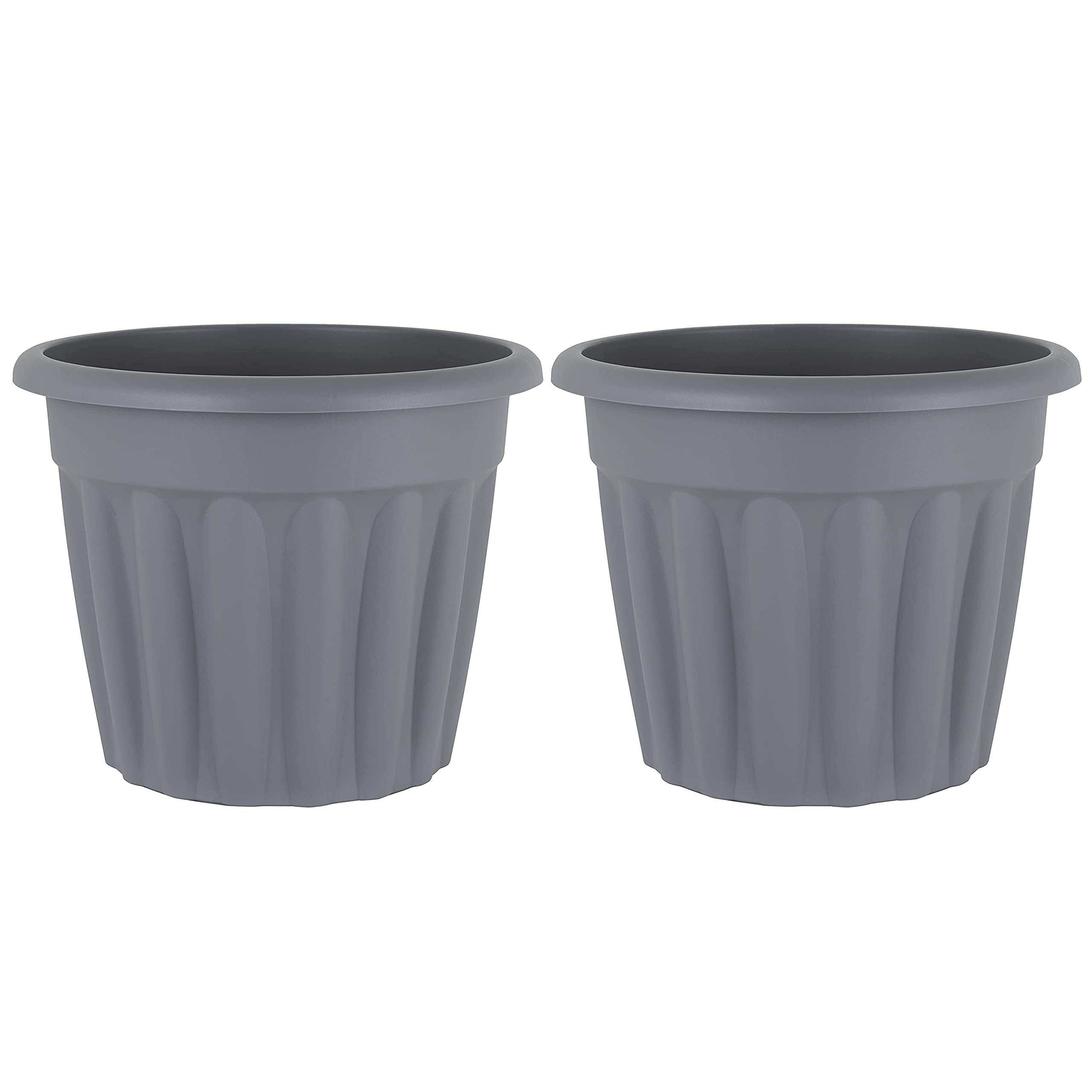 M1ss Grey (Set Of 2 50Cm Upcycled Round Plastic Planter Flower Pot Nursery Planter Decorative Garden Container,Indoor & Outdoor Bonsai Plants, Aloe, Herb, Orchid And More Plants/Flowers