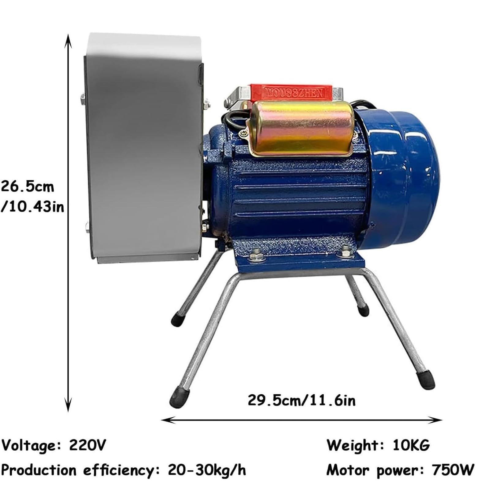 Kommerzielle Kartoffelpresse - 750 W Edelstahl Stampfer mit Mahlschaft, hohe Leistung für Knoblauch und Tomaten