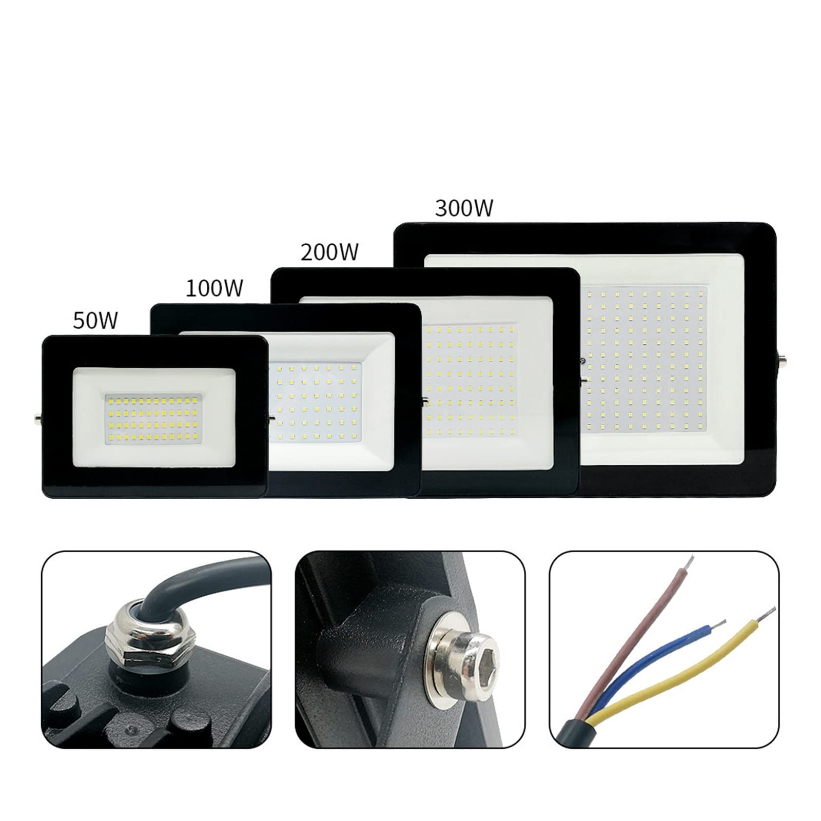 Światła bezpieczeństwa Zewnętrzne światło halogenowe LED 300 W 200 W 100 W 50 W Reflektor zewnętrzny Reflektor Wodoodporny reflektor IP66 Foco Oświetlenie zewnętrzne Led do ogrodu, podwórka, garażu,