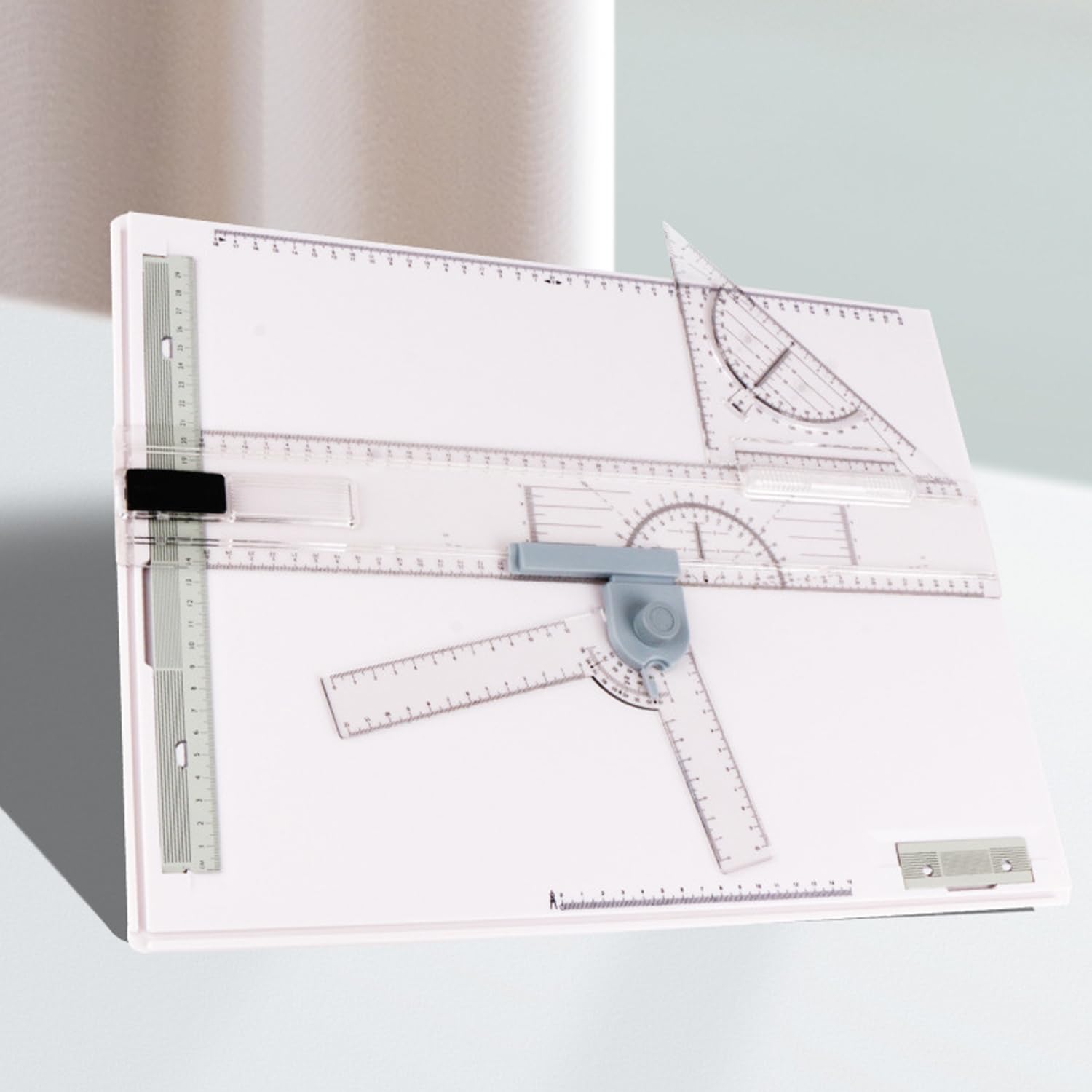 Tavolo da disegno portatile regolabile con righello trasparente, tavolo da disegno di precisione per studenti, ingegneri, artisti e architetti, ideale per misurazioni accurate e progetti creativi