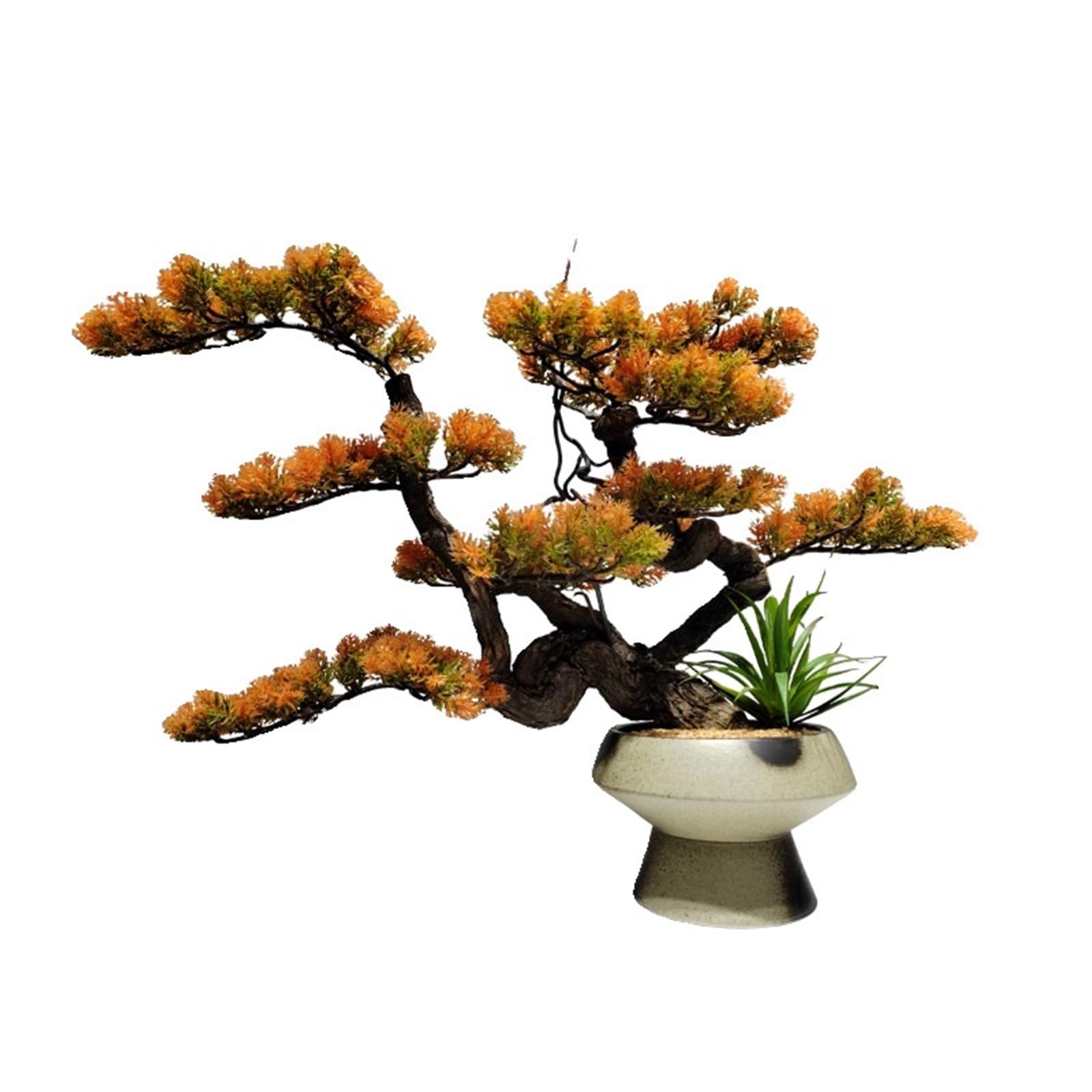 GLJTUO Artificial Trees Artificial Bonsai Plant Chinese-style Faux Potted Pine Plants for Office Desk Greenery Simulated Pine