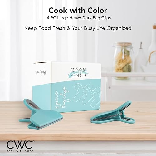 Miniatura 29 de COOK WITH COLOR Clips para bolsas – Clip de chip resistente y clips magnéticos para refrigerador para almacenamiento de alimentos con agarre Gris