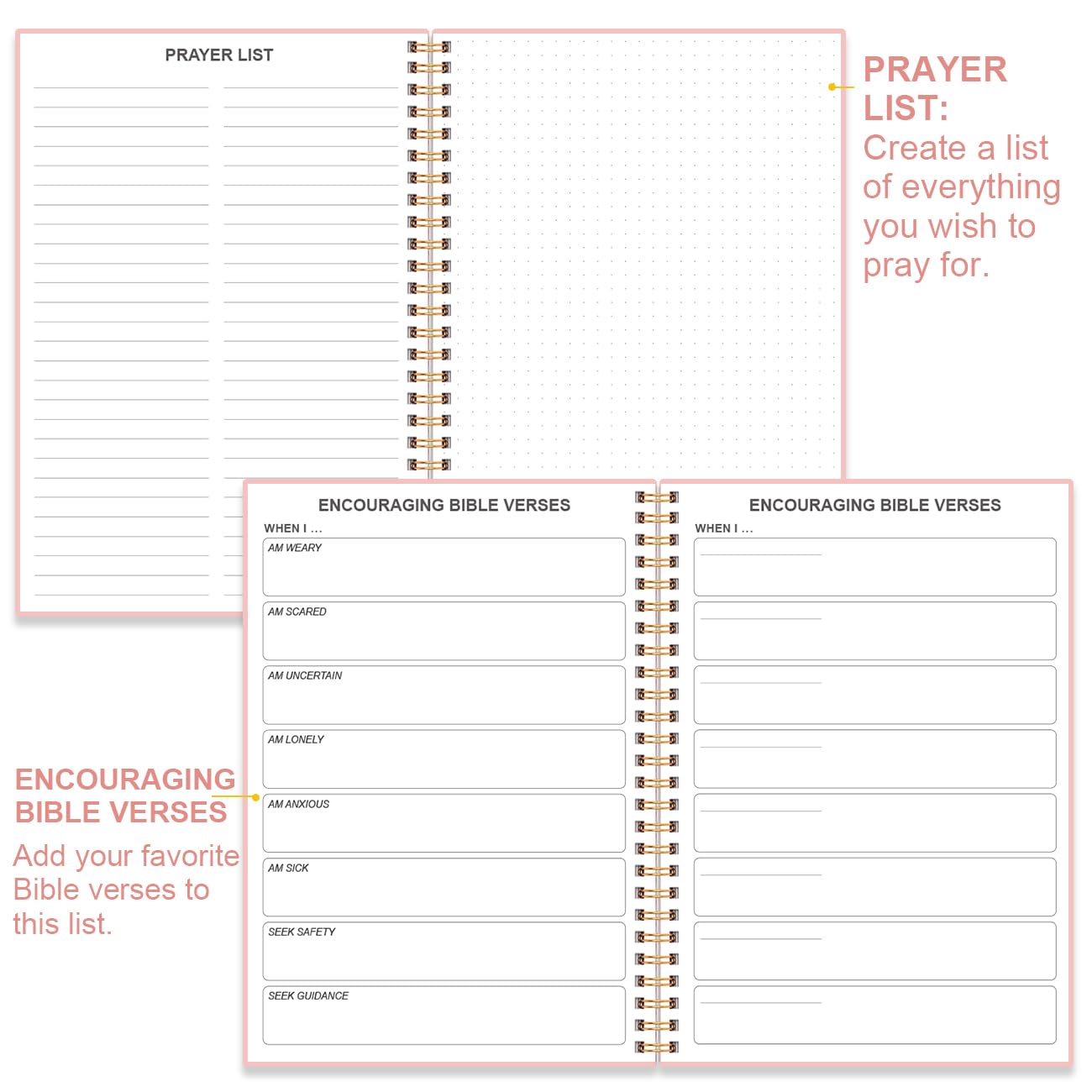 Bible Study Journal – Church Notes Notebooks – Note Taking & Journaling Kit, 5.8" x 8.5", Pink