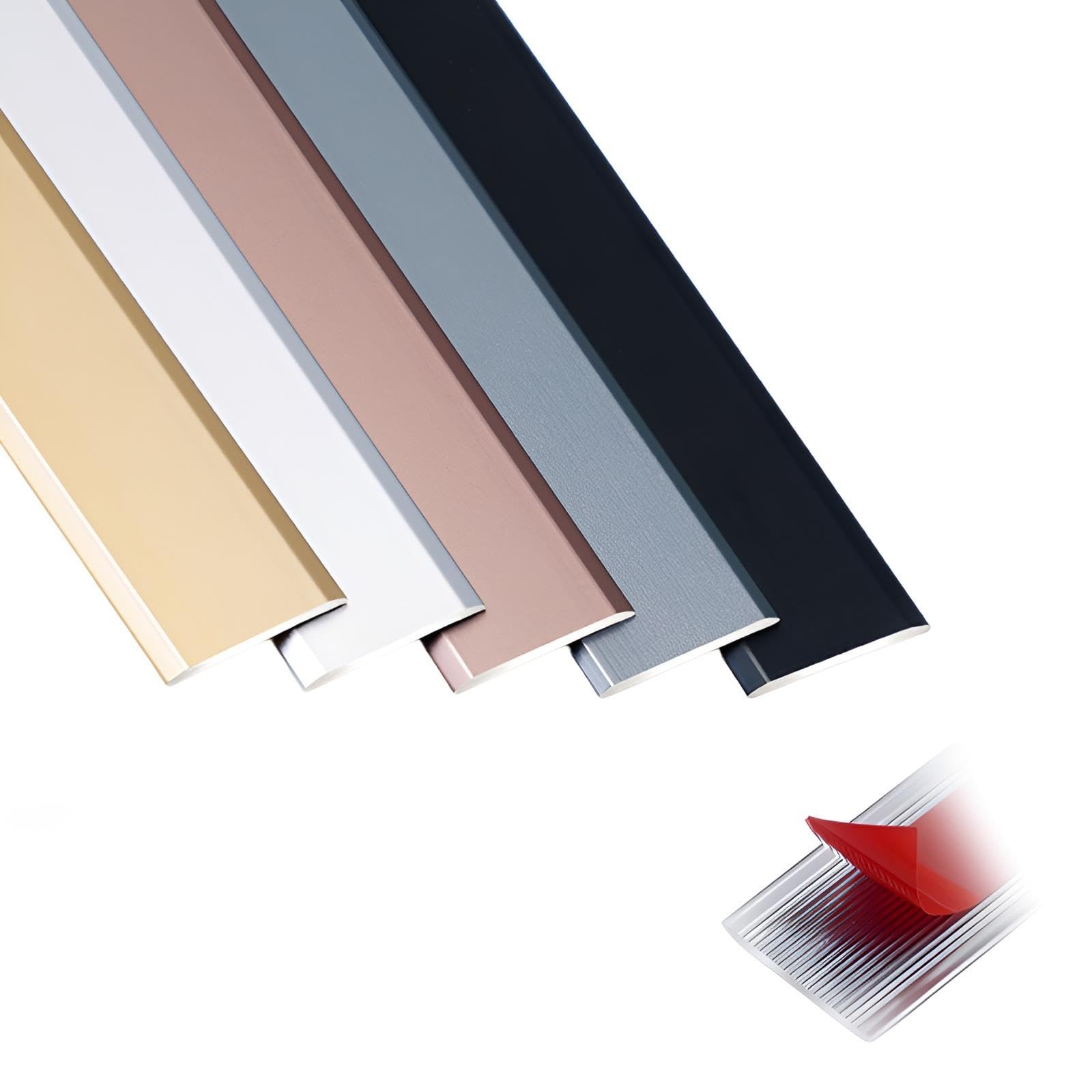 Striscia di Transizione per Pavimento in Alluminio, strisce autoadesive | Strisce di rivestimento per pavimenti in laminato, Adatta per Soglie, Rampe, Mattonelle(Gray,1.2cmx150cm)