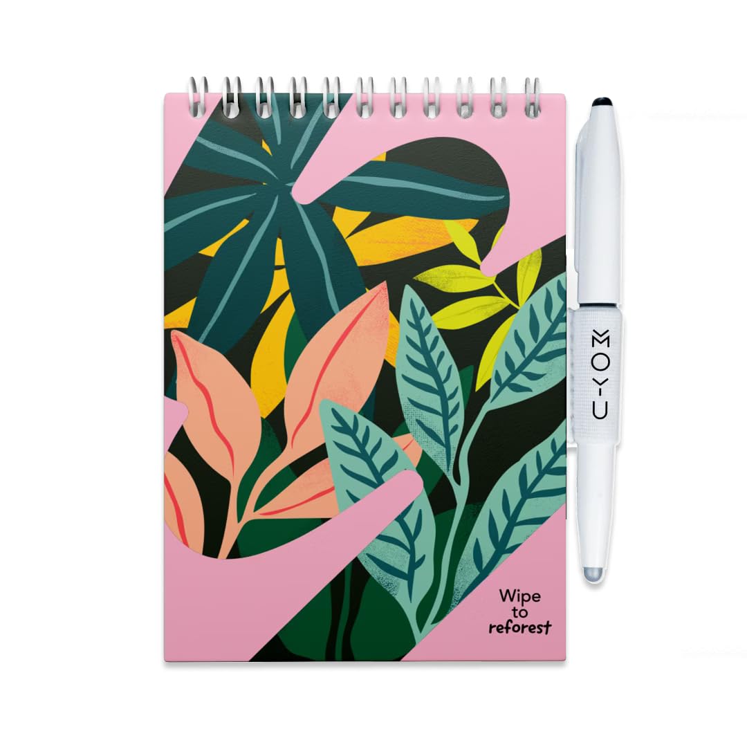 MOYU Erasable Notebook - A6 Stone Paper - Hardcover - Love Garden - Multifunctional Pages - Includes Erasable Pen, Cloth, and Pen Holder