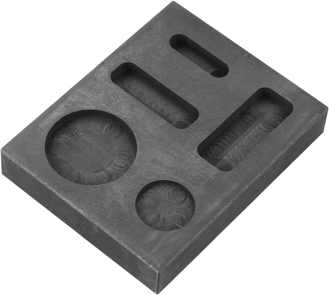 DECHOUS グラファイトインゴット鋳型 5穴トーチ溶解型 高耐熱 耐腐食性非鉄金属用 実験室 ジュエリー鋳造用品