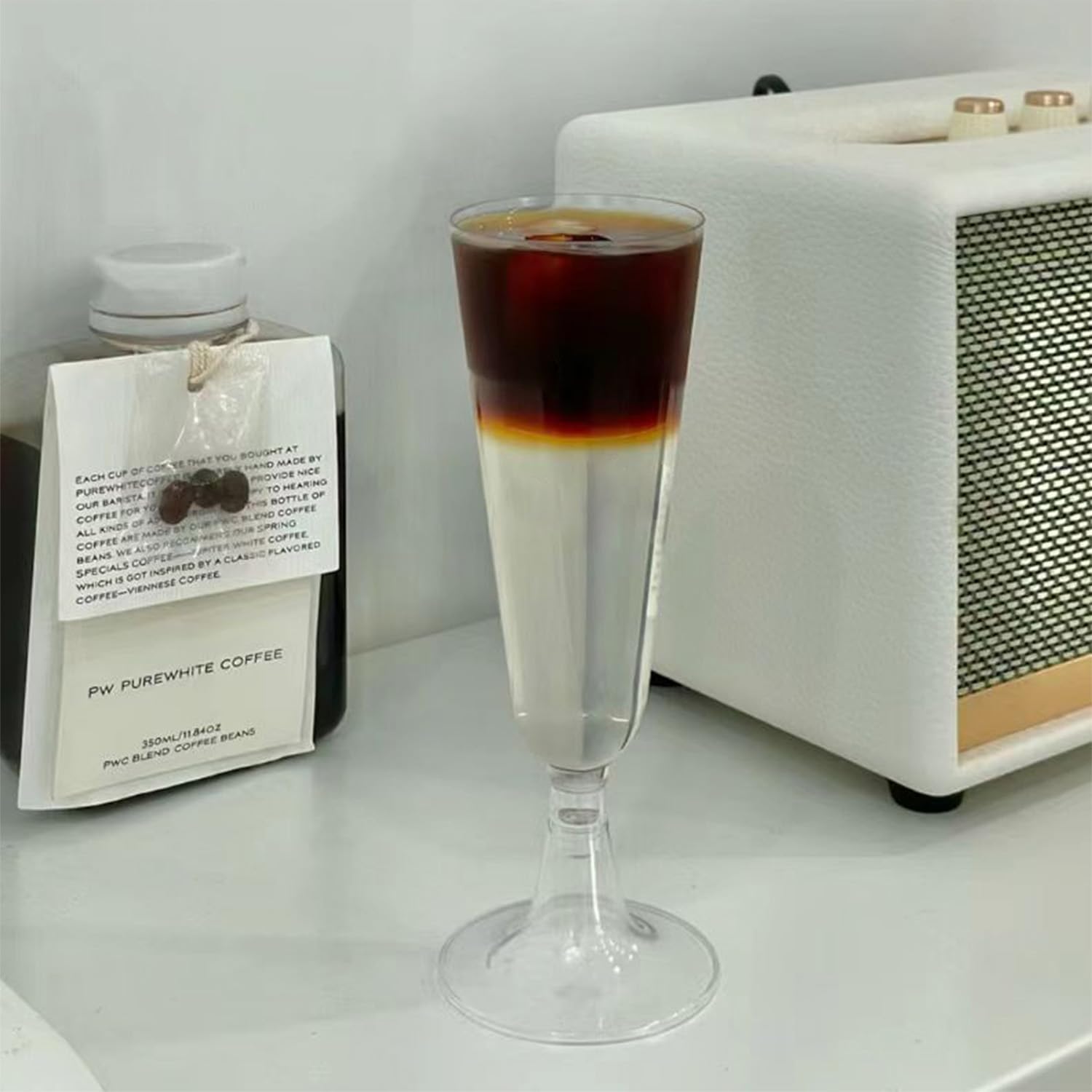 50 szt. Przezroczyste plastikowe kieliszki do szampana, 160ml/5oz wielokrotnego użytku szklanki do prosecco, wytrzymałe plastikowe kieliszki do szampana, eleganckie szklanki do wina na wesele