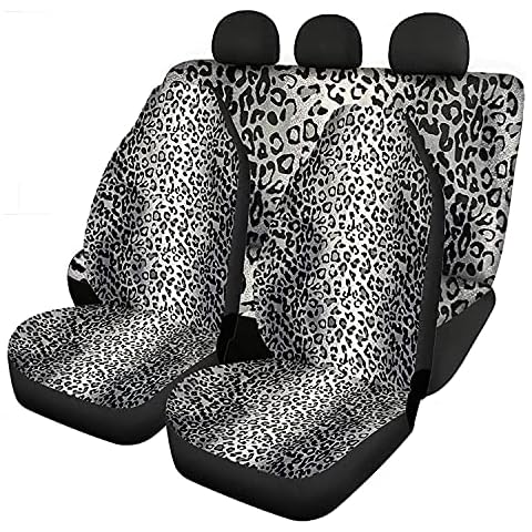 Jeiento Cool Leopard Print Car Seat Covers for Men Women, Stretchy Elastic Car Protectors Anti Slip Front Rear Seat Covers for Most Cars, SUVs, Bucket, Bench Cover Cover