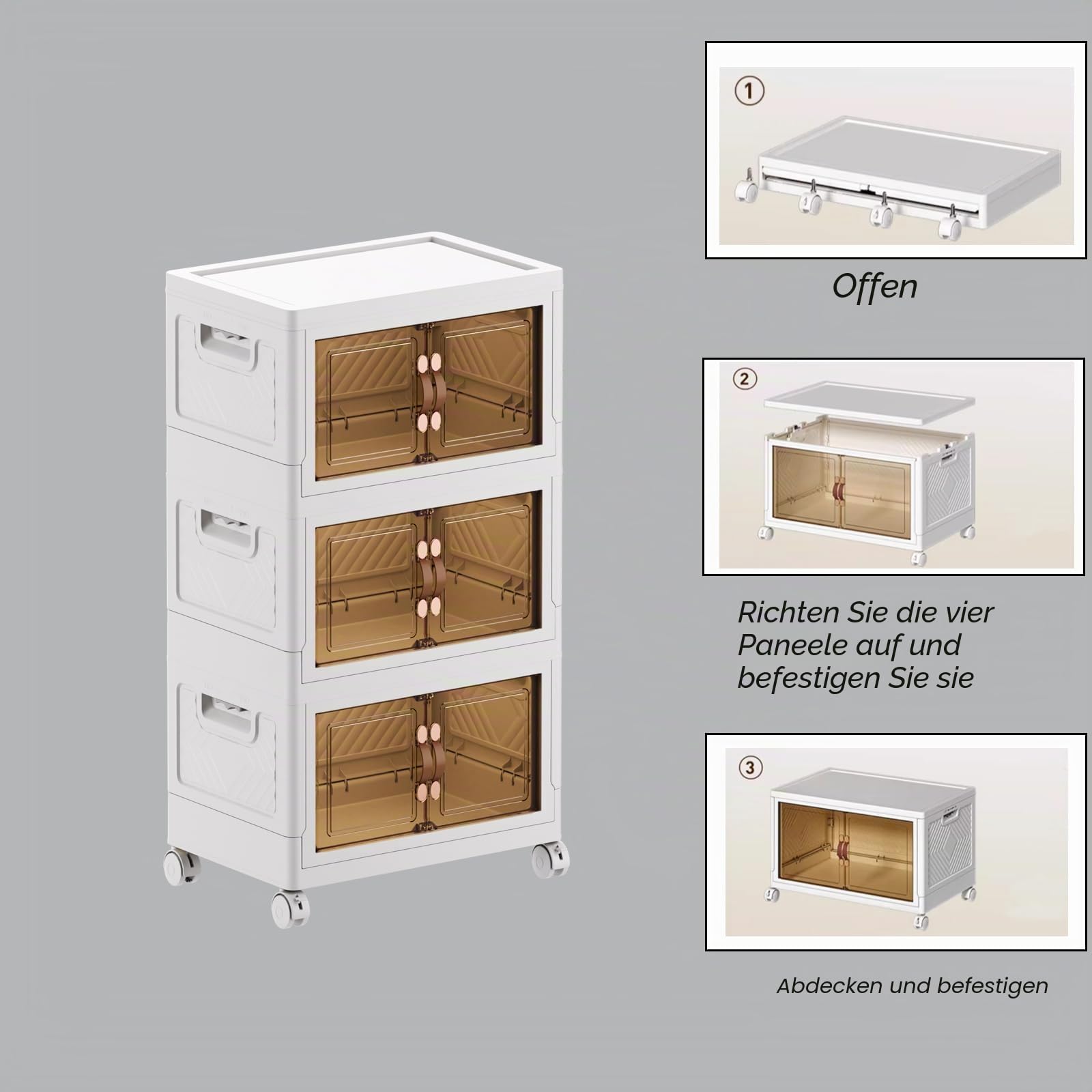 MECOLOR17.13Gal Installation freier Aufbewahrungsschrank, beweglicher Kunststoffschrank, Badezimmer Aufbewahrungsbox, Snack Spielzeug Klappschrank,geeignet für Familien und Schulen(3pack)