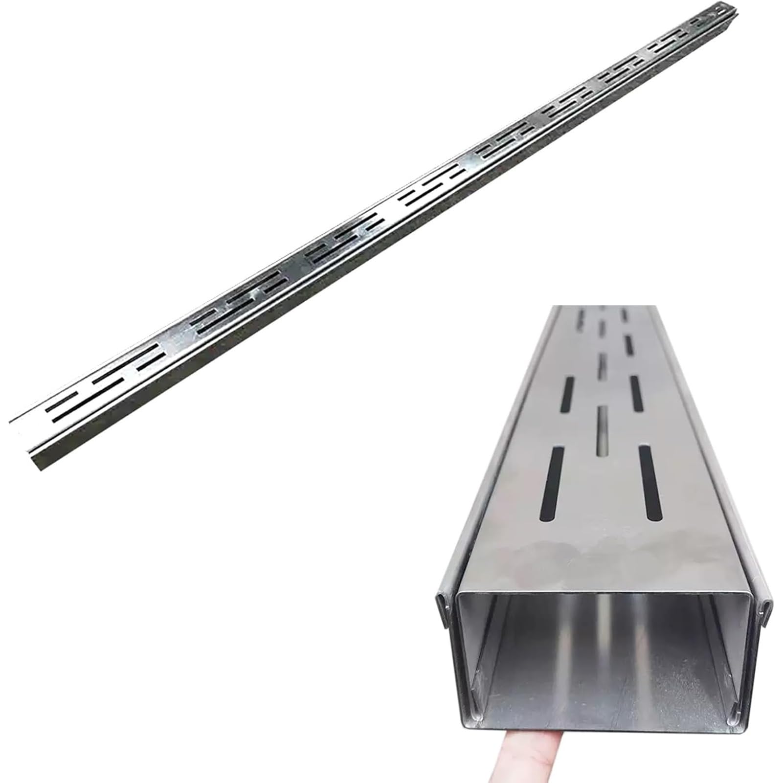 Zewnętrzne kanały odpływowe na podjazd, podwórko i basen – system drenażu z kratką ze stali nierdzewnej, 2 sztuki (7 x 3 cm / 2.8x1.2in) do kształtowania krajobrazu i ogrodu