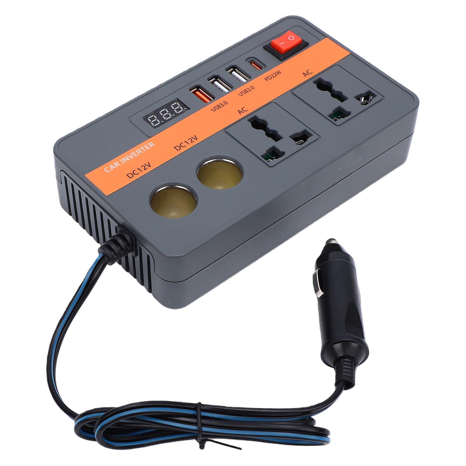 Eujgoov Inverter Auto 300W Convertitore di Corrente 12V a AC con (ORANGE)