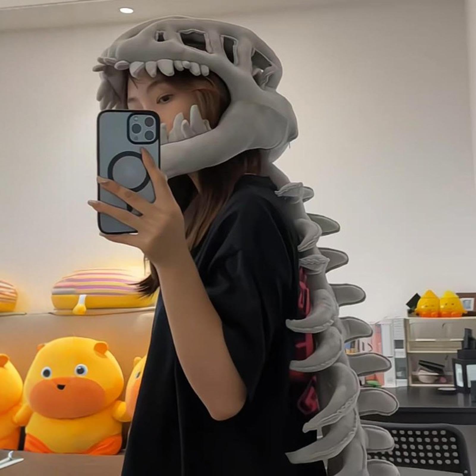 Generico Set Costume Scheletro Dinosauro Abito per Cosplay e di Ruolo | Accessorio Costume Scheletro Dinosauro Halloween con Effetto Sonoro Feste Halloween Spettacoli Teatrali a Tema Party