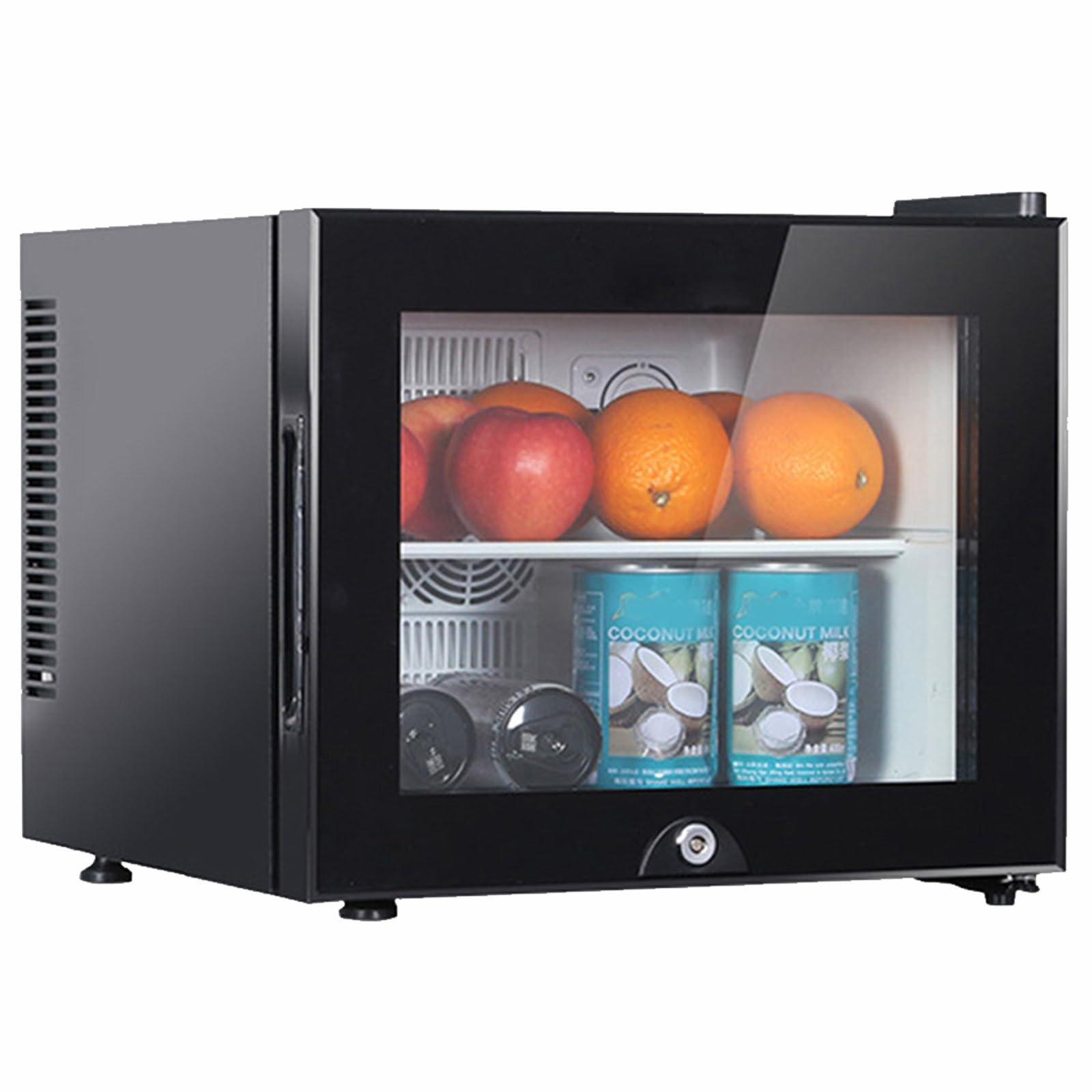 Congelatore verticale compatto 20/30/40l porta vetro e serratura 20L | Mini congelatore tavolo porta singola acciaio inox, 28 dB, intervallo temperatura 8-15°C; uffici, dormitori e appartamenti.
