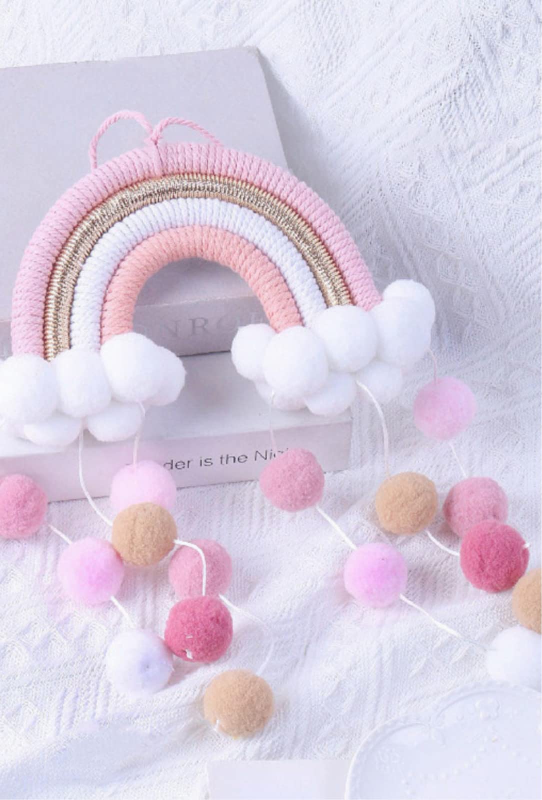 Décoration murale en macramé arc-en-ciel pour chambre à coucher
