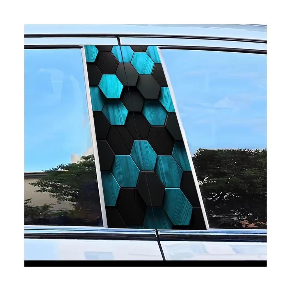 Dabhuoc One Color Car Parts 2 Pcs Car Door Post Decals Hexagon Pattern Scratch Resistant Film