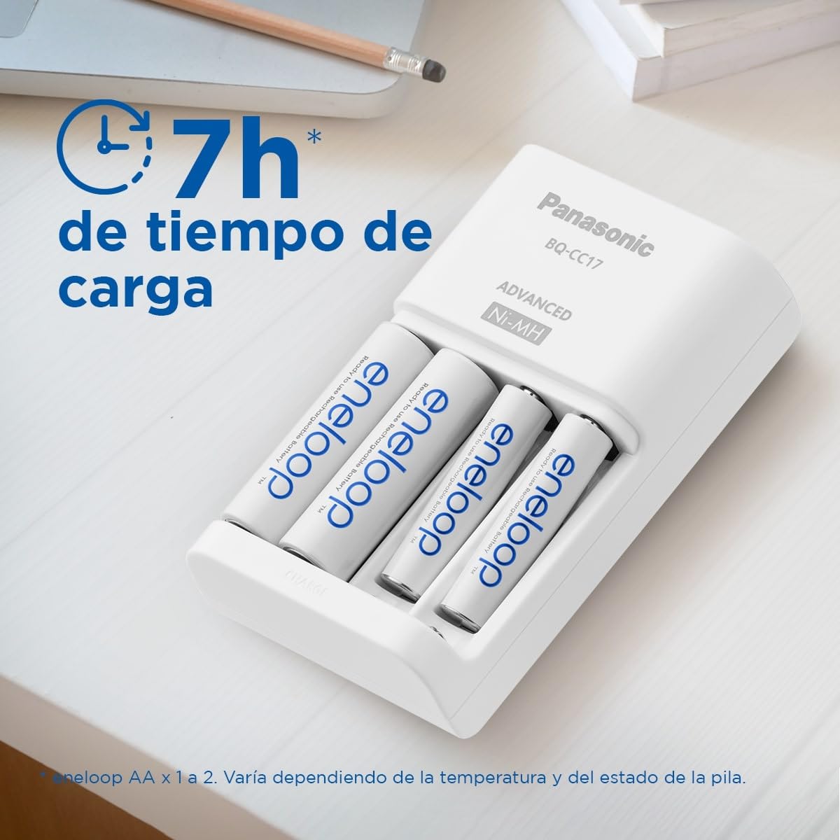 eneloop Smart. Cargador para 1 a 4 pilas AA/AAA Ni-MH con 4 pilas eneloop AA/Mignon de capacidad mejorada y 7 funciones de seguridad.