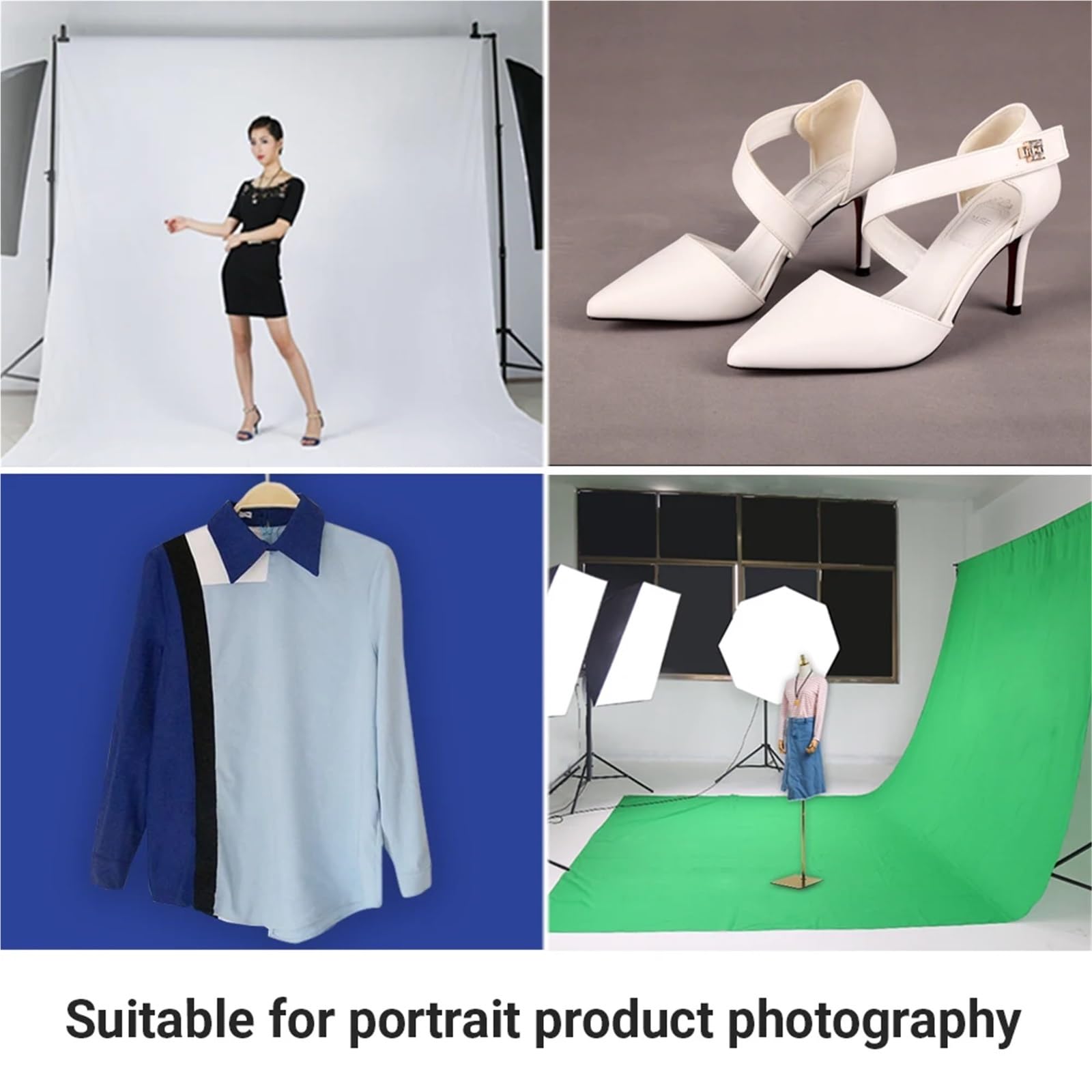 Składane tło fotograficzne, Chromakey Photography Tło wideo Tkanina muślinowa bawełniana wielokolorowa w wielu rozmiarach(Green,4mX3.0 m)