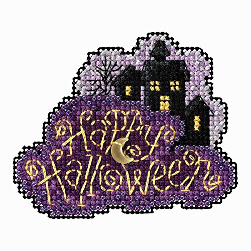 Image of Mill Hill Moonlit Night Beaded Counted Cross Stitch Halloween Ornament Kit 2018 Autumn Harvest MH181822
