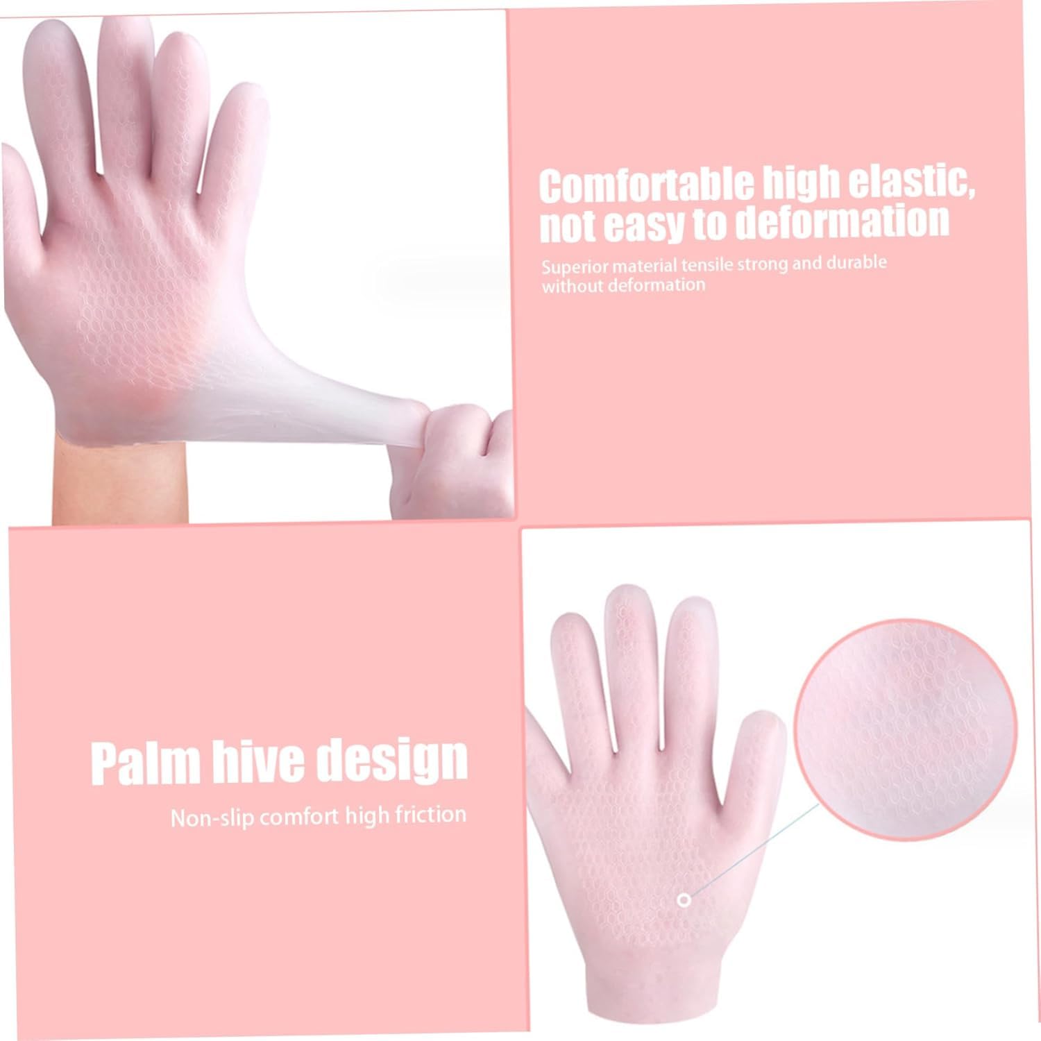 Jashgop Moisturizing Gloves, Soft Silicone Gloves, Gel Spa Hydrating Gloves, Aloe Lotion Gloves for Repairing Dry Cracked, Aging Hands, Eczema, and Softening Rough Skin, Calluses.(1 Pair, Free Size) 2