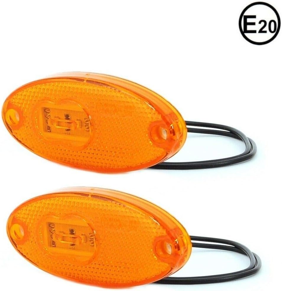 flexzon 2x Orange Amber Side Oval Led Marker Lights 1224V Trailer