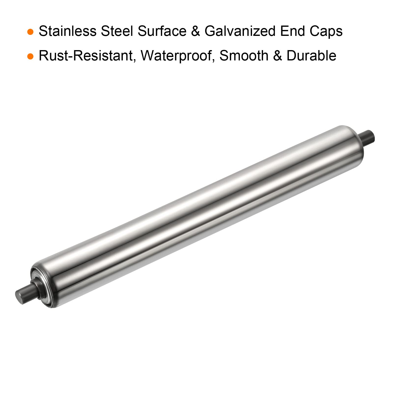 PATIKIL Transporteur Rouleau 1.5" Diamètre 16" Longueur, 2 Paquet INOX Acier Gravité Transmission Rechange Pièce Galvanisé Terminal, Argenté
