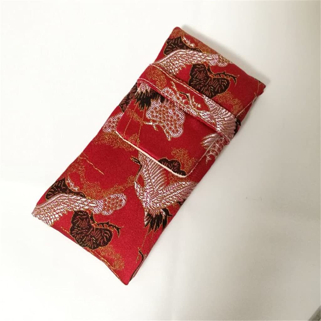 Estuche para lápices de Brocado de Estilo Chino, Estuche para bolígrafos, Estuche para bolígrafos portátil Personalizado con Tapa Que Puede Contener 3 bolígrafos (C 15,5 x 7,5 cm)